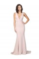 Compre Rosa Cubierta Cuello en V Barrer tren Crepé Elástico Largo Formales Vestidos de dama de honor / Vestidos de fiesta