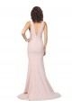 Compre Rosa Cubierta Cuello en V Barrer tren Crepé Elástico Largo Formales Vestidos de dama de honor / Vestidos de fiesta