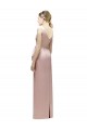 Compre Rosa Cubierta Cuello en V Satén Largo Vestidos de dama de honor