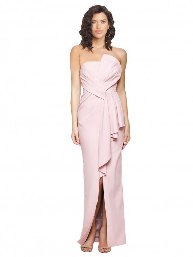 Compre Rosa Cubierta Sin tirantes Crepé Elástico Largo Formales Vestidos de dama de honor / Vestidos de fiesta