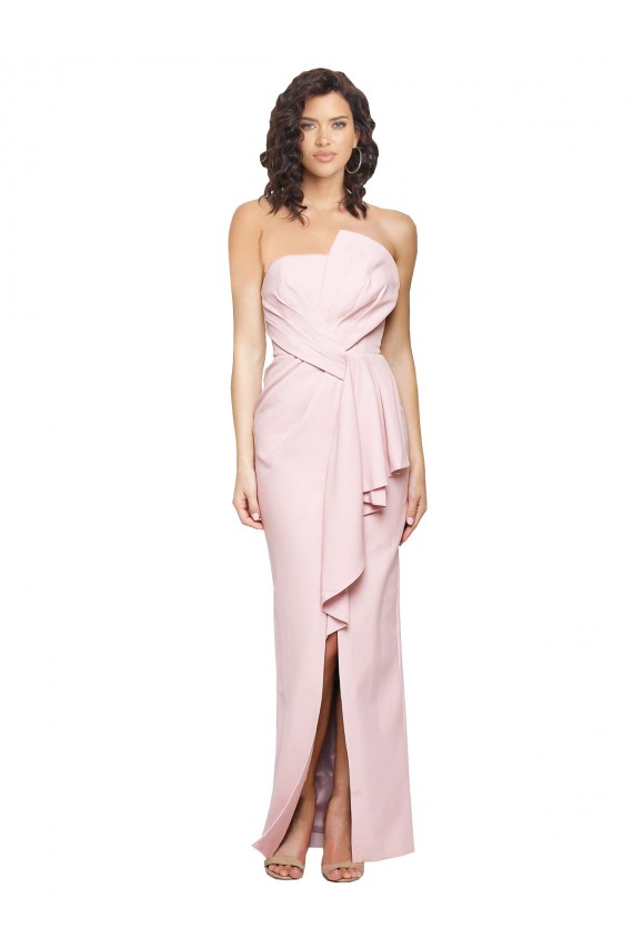 Compre Rosa Cubierta Sin tirantes Crepé Elástico Largo Formales Vestidos de dama de honor / Vestidos de fiesta