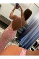 Compre Rosa Cubierta Un Hombre Barrer tren Lentejuelas Terciopelo Largo Vestidos de fiesta