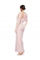 Compre Rosa Cubierta Un Hombre Cuello de Corazón Crepé Elástico Largo Formales Vestidos de dama de honor / Vestidos de fiesta
