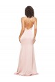 Compre Rosa Cubierta Un Hombre Satén sedoso Largo Formales Vestidos de dama de honor / Vestidos de fiesta