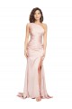 Compre Rosa Cubierta Un Hombre Satén sedoso Largo Formales Vestidos de dama de honor / Vestidos de fiesta