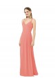 Compre Rosa Del Desierto Cubierta Cuello en V Gasa Largo Vestidos de dama de honor