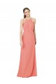 Compre Rosa Del Desierto Cubierta Halter Gasa Largo Vestidos de dama de honor
