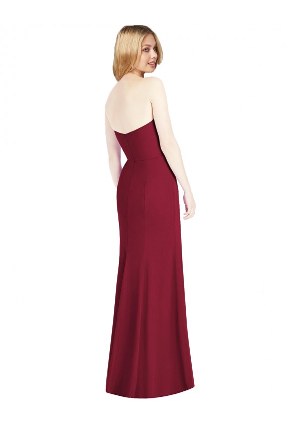 Compre Rosa Del Desierto Trompeta Cuello de Corazón Sin tirantes Gasa Largo Vestidos de dama de honor