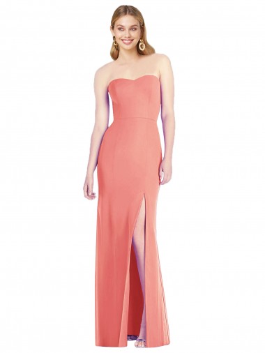 Compre Rosa Del Desierto Trompeta Cuello de Corazón Sin tirantes Gasa Largo Vestidos de dama de honor