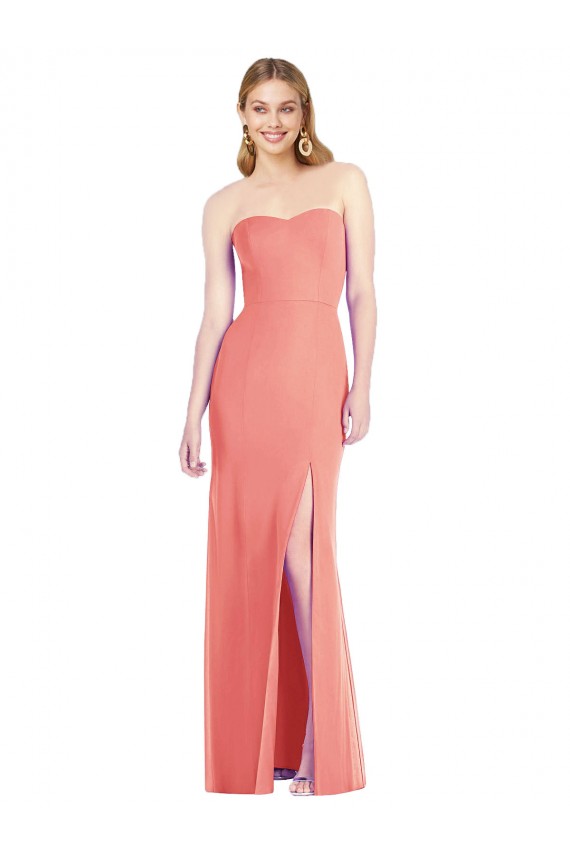 Compre Rosa Del Desierto Trompeta Cuello de Corazón Sin tirantes Gasa Largo Vestidos de dama de honor