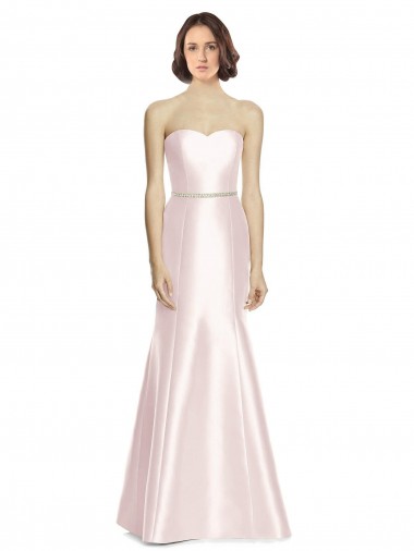 Compre Rosa Sirena Cuello de Corazón Sin tirantes Satén Largo Vestidos de dama de honor