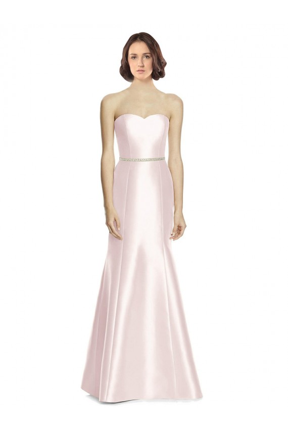 Compre Rosa Sirena Cuello de Corazón Sin tirantes Satén Largo Vestidos de dama de honor