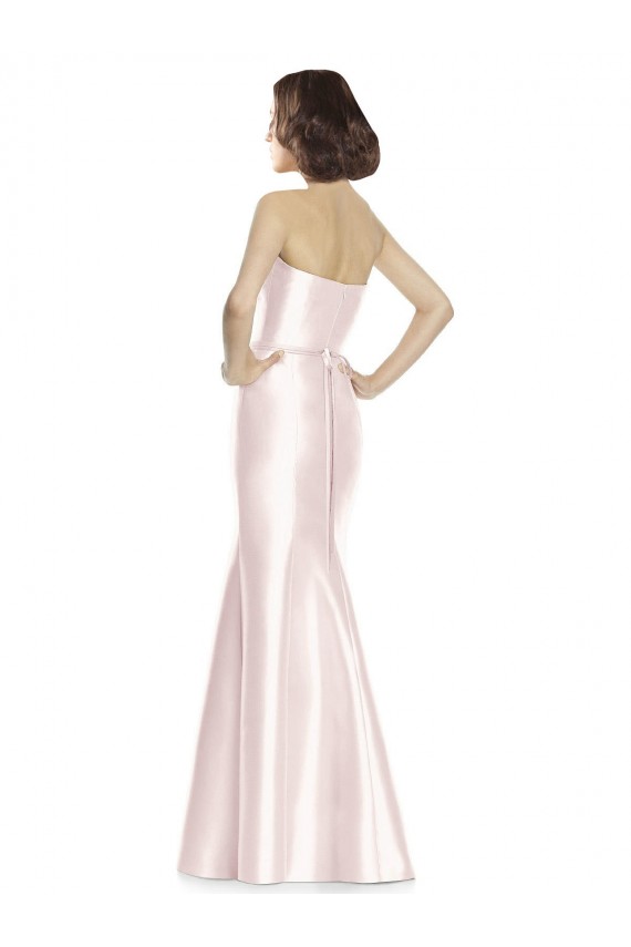 Compre Rosa Sirena Cuello de Corazón Sin tirantes Satén Largo Vestidos de dama de honor