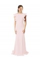 Compre Rosa Sirena Cuello joya Barrer tren Crepé Elástico Largo Vestidos de dama de honor / Vestidos de fiesta
