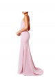 Compre Rosa Sirena Tirantes espagueti Cuadrado Crepé Elástico Largo Vestidos de dama de honor / Vestidos de fiesta