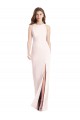 Compre Rosa Trompeta Barco Crepé Elástico Largo Vestidos de dama de honor / Vestidos de fiesta
