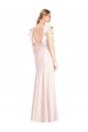 Compre Rosa Trompeta Barco Crepé Elástico Largo Vestidos de dama de honor / Vestidos de fiesta