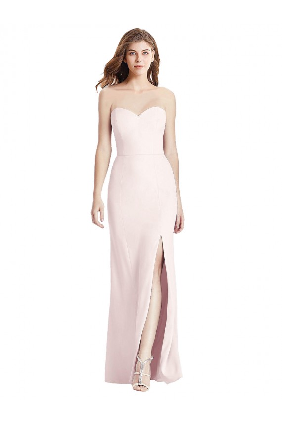 Compre Rosa Trompeta Cuello de Corazón Sin tirantes Crepé Elástico Largo Vestidos de dama de honor / Vestidos de fiesta