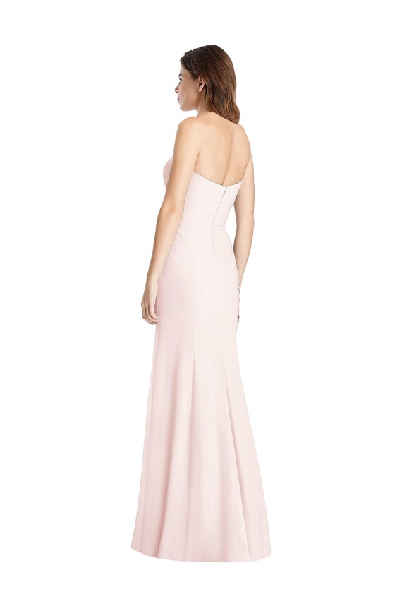 Compre Rosa Trompeta Cuello de Corazón Sin tirantes Crepé Elástico Largo Vestidos de dama de honor / Vestidos de fiesta