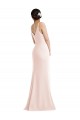 Compre Rosa Trompeta Cuello en V Crepé Elástico Largo Formales Vestidos de dama de honor / Vestidos de fiesta