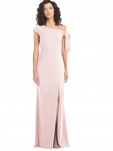 Compre Rosa Trompeta Hombros Descubiertos Crepé Elástico Largo Formales Vestidos de dama de honor / Vestidos de fiesta