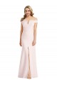 Compre Rosa Trompeta Hombros Descubiertos Cuello en V Crepé Elástico Largo Formales Vestidos de dama de honor / Vestidos de fiesta