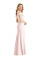 Compre Rosa Trompeta Hombros Descubiertos Cuello en V Crepé Elástico Largo Formales Vestidos de dama de honor / Vestidos de fiesta