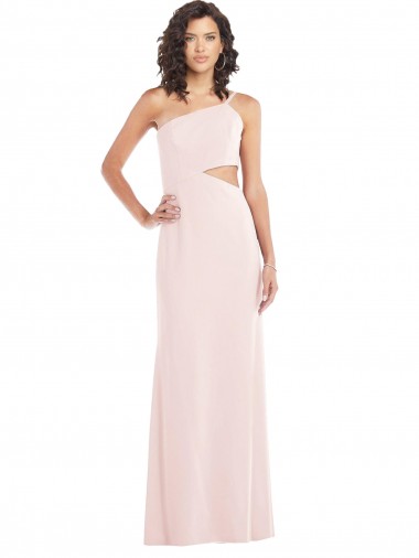 Compre Rosa Trompeta Un Hombre Crepé Elástico Largo Formales Vestidos de dama de honor / Vestidos de fiesta