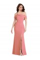 Compre Rosa caliente Trompeta Un Hombre Crepé Elástico Largo Vestidos de dama de honor / Vestidos de fiesta