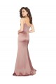 Compre Rosa empolvado Cubierta Cuello en V Satén sedoso Largo Formales Vestidos de dama de honor / Vestidos de fiesta
