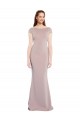 Compre Rosa empolvado Sirena Cuello Barco Crepé Elástico Largo Formales Vestidos de dama de honor / Vestidos de fiesta