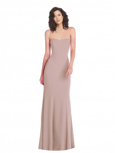 Compre Rosa empolvado Sirena Cuello de Corazón Sin tirantes Crepé Elástico Largo Formales Vestidos de dama de honor / Vestidos de fiesta