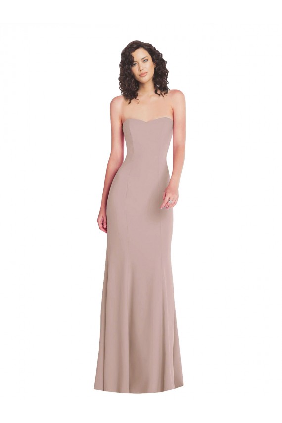 Compre Rosa empolvado Sirena Cuello de Corazón Sin tirantes Crepé Elástico Largo Formales Vestidos de dama de honor / Vestidos de fiesta