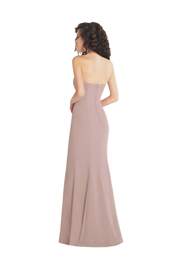 Compre Rosa empolvado Sirena Cuello de Corazón Sin tirantes Crepé Elástico Largo Formales Vestidos de dama de honor / Vestidos de fiesta