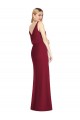 Compre Rosa empolvado Sirena Cuello en V Gasa Largo Vestidos de dama de honor