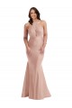 Compre Rosa empolvado Sirena Halter Satén sedoso Largo Formales Vestidos de dama de honor / Vestidos de fiesta