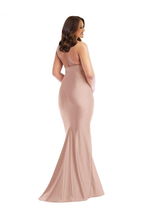 Compre Rosa empolvado Sirena Halter Satén sedoso Largo Formales Vestidos de dama de honor / Vestidos de fiesta