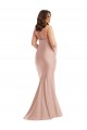 Compre Rosa empolvado Sirena Halter Satén sedoso Largo Formales Vestidos de dama de honor / Vestidos de fiesta