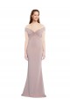 Compre Rosa empolvado Sirena Hombros Descubiertos Cuello en V Crepé Elástico Largo Formales Vestidos de dama de honor / Vestidos de fiesta