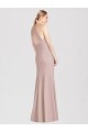 Compre Rosa empolvado Trompeta Halter Crepé Elástico Largo Vestidos de dama de honor