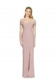 Compre Rosa empolvado Trompeta Hombros Descubiertos Crepé Elástico Largo Vestidos de dama de honor / Vestidos de fiesta