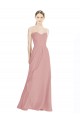 Compre Rosa empolvado línea A Cuello de Corazón Gasa Largo Vestidos de dama de honor