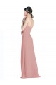 Compre Rosa empolvado línea A Cuello de Corazón Gasa Largo Vestidos de dama de honor