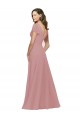 Compre Rosa empolvado línea A Cuello en V Gasa Largo Vestidos de dama de honor