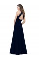 Compre Rosa empolvado línea A Cuello joya Cuello Alto Crepé Elástico Largo Vestidos de dama de honor / Vestidos de fiesta