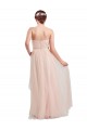 Compre Rosa línea A Cuello de Corazón Tul Largo Vestidos de dama de honor