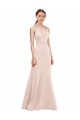 Compre Rosa línea A Cuello en V Crepé Elástico Largo Formales Vestidos de dama de honor / Vestidos de fiesta