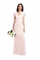 Compre Rosa línea A Cuello en V Crepé Elástico Largo Formales Vestidos de dama de honor / Vestidos de fiesta