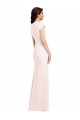 Compre Rosa línea A Cuello en V Crepé Elástico Largo Formales Vestidos de dama de honor / Vestidos de fiesta