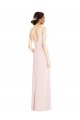 Compre Rosa línea A Cuello en V Crepé Elástico Largo Vestidos de dama de honor / Vestidos de fiesta